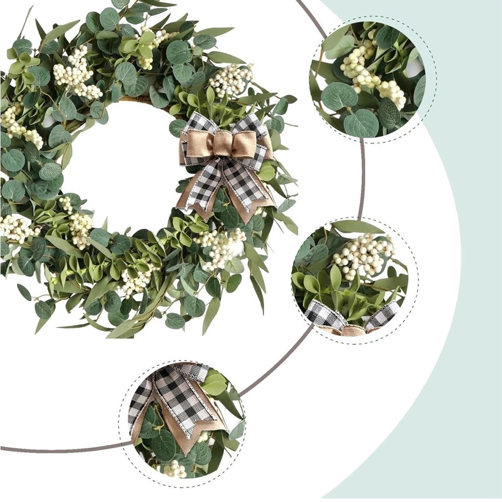 Elegant Green and Eucalyptus Everyday Wreath - Picture 4 of 5